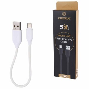 کابل کوتاه میکرو یو اس بی فست شارژ 5 آمپر چرلو CH-V8-SM10 طول 25 سانتی متر