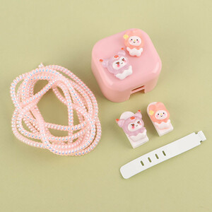 ست محافظ کابل و کلگی شارژر آیفون صورتی کد 2