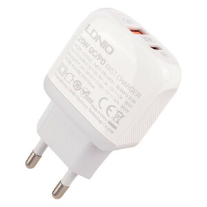 شارژر دیواری فست شارژ Ldnio A2316C 2Port 3A QC3.0 PD 20W + کابل تایپ سی