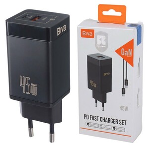 شارژر دیواری 45 وات بیوا HC-15 GaN QC3.0 PD 3A