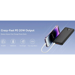 پاور بانک فست شارژ باسئوس Airpow PPQD09000 PD 20W ظرفیت 10000 میلی آمپر ساعت