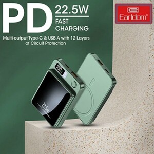 پاور بانک بی سیم فست شارژ ارلدام ET-PD34 PD 20W ظرفیت 10000 میلی آمپر ساعت