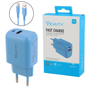 شارژر دیواری 30 وات وریتی V-AP2128 QC3.0 PD 3A + کابل تایپ سی