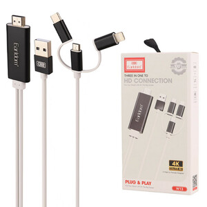 کابل تبدیل Earldom ET-W13 Lightning/MicroUSB/Type-C to HDMI 2m