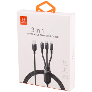 کابل 3 سر فست شارژ Mcdodo CA-8790 5A 1.2m