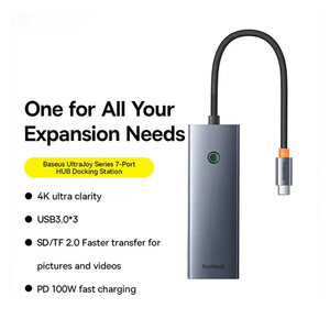 هاب و رم ریدر Baseus UltraJoy Series B00052803811-00 Type-C To USB 3.0/HDMI/SD/Micro SD/Type-C PD