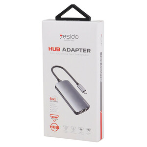 هاب و رم ریدر Yesido HB15 USB3.0/USB2.0/SD/Micro SD/RJ45/Type-C PD To Type-C