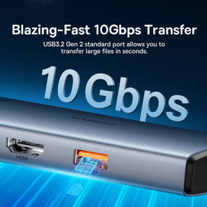هاب Baseus Metal Gleam Series II B00061802813-00 Type-C To USB 3.2/HDMI/RJ45/Type-C PD