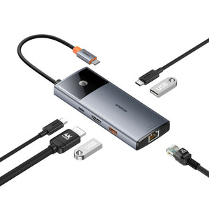 هاب Baseus Metal Gleam Series II B00061802813-00 Type-C To USB 3.2/HDMI/RJ45/Type-C PD