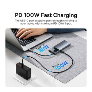 هاب Baseus Metal Gleam Series II B00061802813-00 Type-C To USB 3.2/HDMI/RJ45/Type-C PD