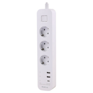 چند راهی 3 خانه برق ارت دار هادرون P343 با کابل 1.8 متری + شارژر USB و Type-C
