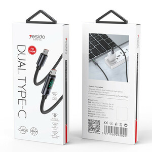 کابل تبدیل فست شارژ Yesido CA158 VOOC QC PD 100W Type-C To Type-C 1.2m
