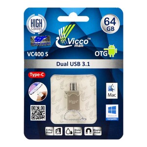 فلش 64 گیگ ویکومن Vicco Man VC400 OTG Type-C USB3.1