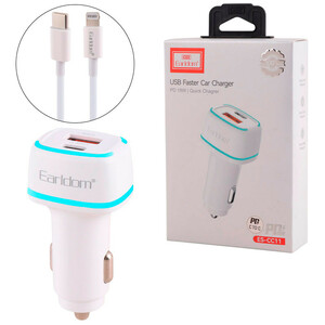 شارژر فندکی 18 وات ارلدام ES-CC11 + کابل تایپ سی