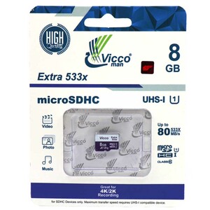 رم میکرو 8 گیگ ویکومن Vicco Extra 533x U1 C10 80MB/s