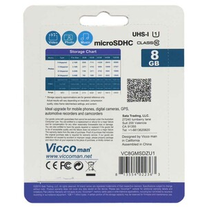 رم میکرو 8 گیگ ویکومن Vicco Extra 533x U1 C10 80MB/s