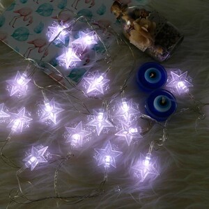 ریسه طرح ستاره برفکی مهتابی طول 4.5 متر