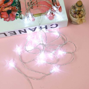 ریسه طرح ستاره برفکی باتری خور سه تایی مهتابی طول 2.5 متر