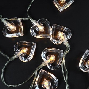 ریسه طرح قلب شیشه ای باتری خور آفتابی طول 2.5 متر