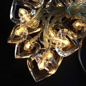 ریسه طرح قلب شیشه ای باتری خور آفتابی طول 2.5 متر