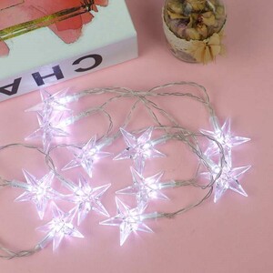 ریسه طرح ستاره شیشه ای باتری خور مهتابی طول 2.5 متر