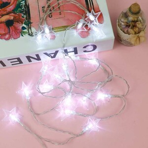 ریسه طرح ستاره برفکی باتری خور دوتایی مهتابی طول 2.5 متر