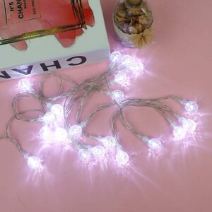 ریسه طرح لامپ کوچک باتری خور دوتایی مهتابی طول 2٫5 متر