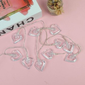 ریسه طرح قلب شیشه ای مهتابی طول 2.5 متر