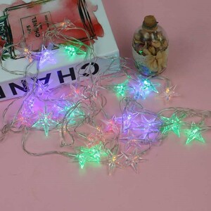 ریسه طرح ستاره شفاف رنگی طول 5 متر