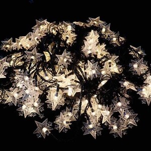 ریسه طرح ستاره برفکی سیم مشکی آفتابی طول 8.5 متر