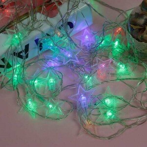 ریسه 38 لامپ طرح ستاره برفکی رنگی طول 5 متر