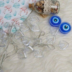 ریسه طرح قلب توخالی شیشه ای مهتابی طول 4 متر