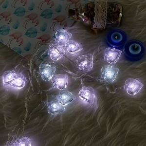 ریسه طرح قلب توخالی شیشه ای مهتابی طول 4 متر