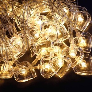 ریسه طرح قلب شیشه ای آفتابی طول 5.5 متر