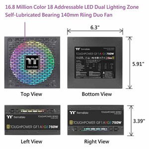 پاور ماژولار 750 وات ترمالتیک Thermaltake Toughpower GF1 ARGB Gold
