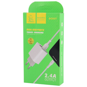 شارژر دیواری 12 وات دنمن DC05T 2.4A + کابل تایپ سی