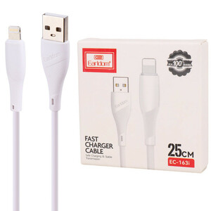 کابل کوتاه لایتنینگ فست شارژ 2.4 آمپر ارلدام EC-163i طول 25 سانتی متر