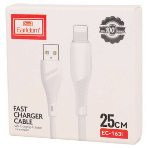 کابل کوتاه لایتنینگ فست شارژ 2.4 آمپر ارلدام EC-163i طول 25 سانتی متر