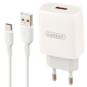 شارژر دیواری 10.5 وات ارلدام ES-197 2.1A + کابل تایپ سی