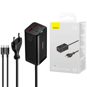 شارژر دیواری 65 وات باسئوس GaN3 Pro Desktop CCGP04010 QC4.0 PD 3.25A + کابل تبدیل تایپ سی