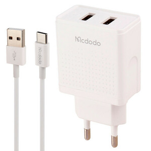 شارژر دیواری 12 وات مک دودو CH-3972 2.4A + کابل تایپ سی