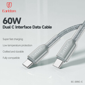 کابل دو سر تایپ سی فست شارژ 60 وات ارلدام EC-205C-C طول 1 متر