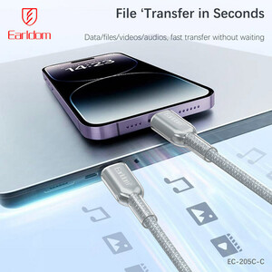 کابل دو سر تایپ سی فست شارژ 60 وات ارلدام EC-205C-C طول 1 متر