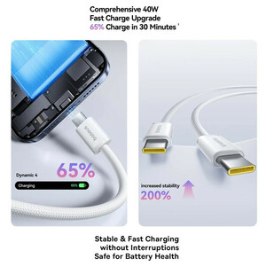 کابل دو سر تایپ سی فست شارژ 100 وات باسئوس P10381400111 طول 1 متر