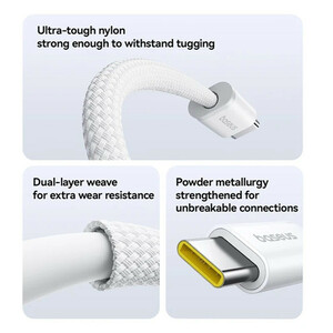 کابل دو سر تایپ سی فست شارژ 100 وات باسئوس P10381400111 طول 1 متر