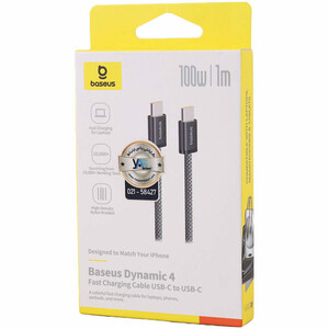 کابل دو سر تایپ سی فست شارژ 100 وات باسئوس P10381400111 طول 1 متر