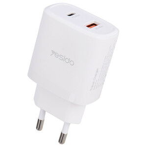 شارژر دیواری 20 وات یسیدو YC47 PD QC 3A + کابل تبدیل آیفونی