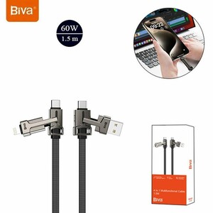 کابل شارژ چندکاره فست شارژ 60 وات بیوا C-23 طول 1.5 متر