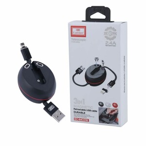 کابل سه سر فست شارژ 2.4 آمپر ارلدام EC-IMC016 طول 1 متر