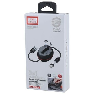 کابل سه سر فست شارژ 2.4 آمپر ارلدام EC-IMC016 طول 1 متر